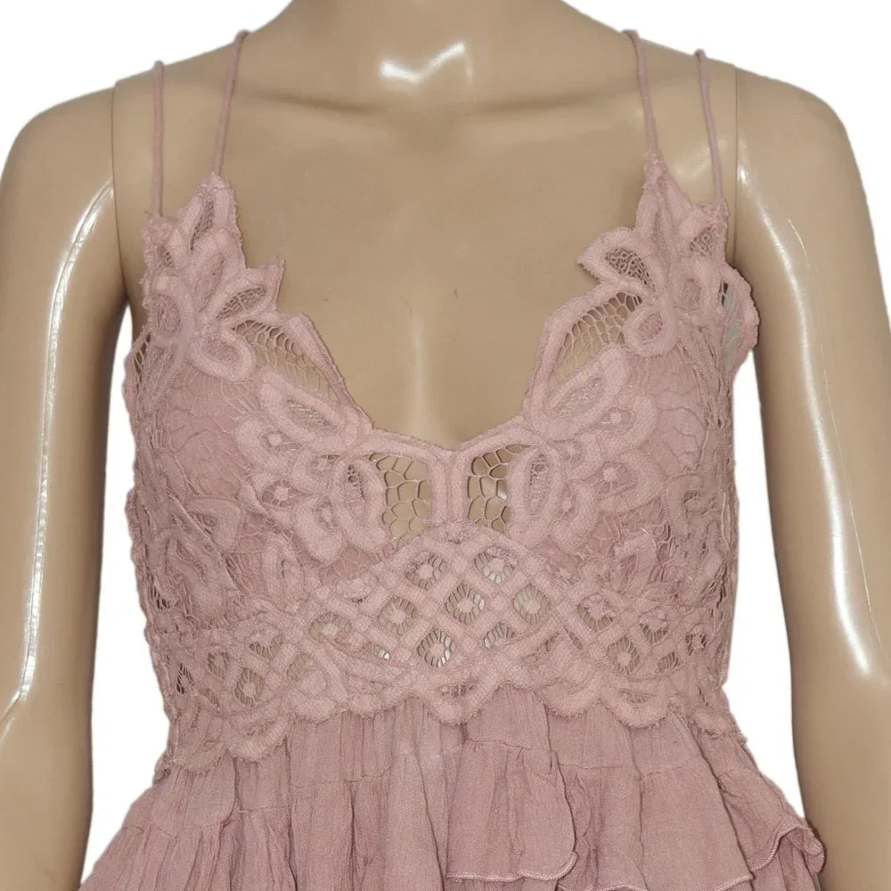 Free People Adella Cami Mauve Lace Ruffled Tank Top XS - Picture 8 of 10